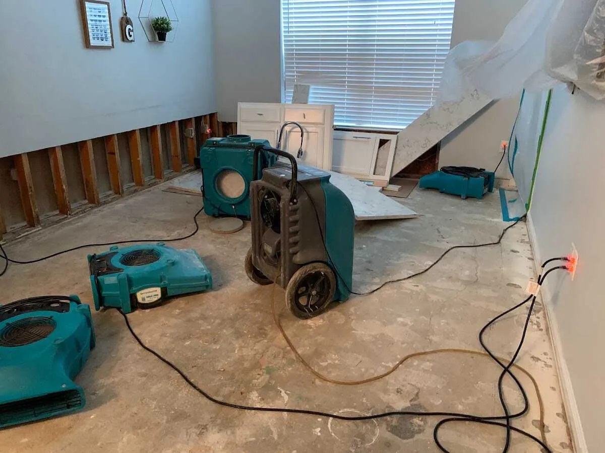 Dehumidifier in flood-cut room for Water Extraction & Removal in Bonner Springs